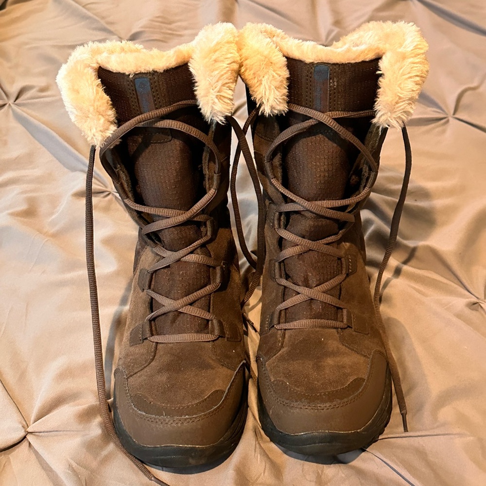 Columbia Brown Winter Rain Boots with Fur Trim